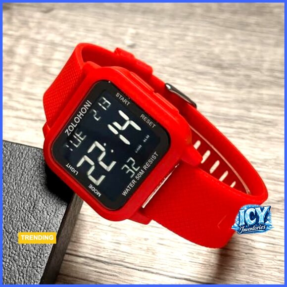 Stainless Steel Digital Watch Waterproof Large Face Dual Time Date main image 5